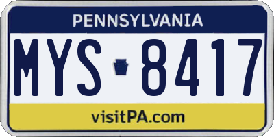 PA license plate MYS8417