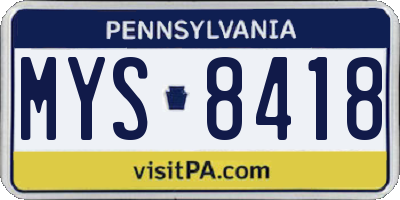 PA license plate MYS8418