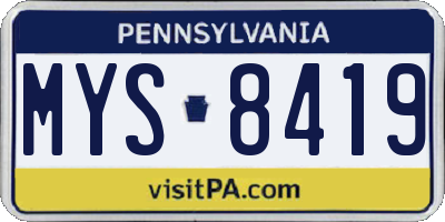PA license plate MYS8419