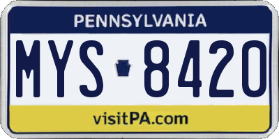 PA license plate MYS8420