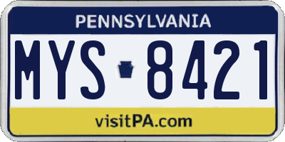 PA license plate MYS8421