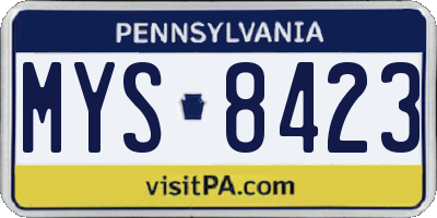 PA license plate MYS8423