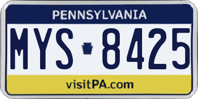 PA license plate MYS8425