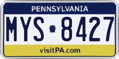 PA license plate MYS8427