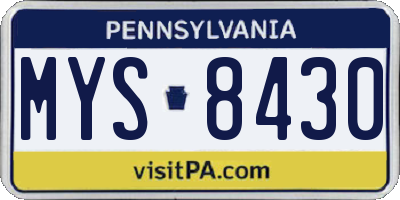 PA license plate MYS8430