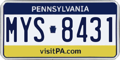 PA license plate MYS8431