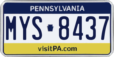 PA license plate MYS8437