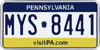 PA license plate MYS8441