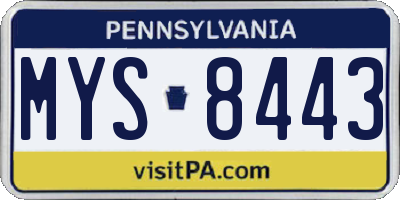 PA license plate MYS8443