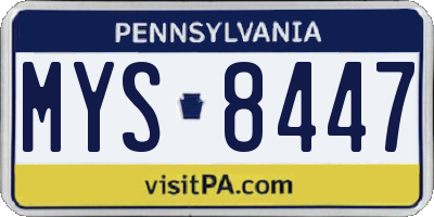 PA license plate MYS8447
