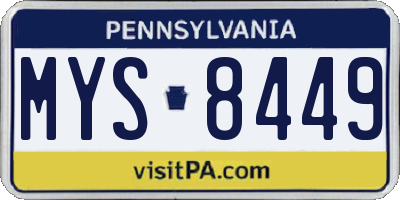 PA license plate MYS8449