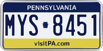 PA license plate MYS8451
