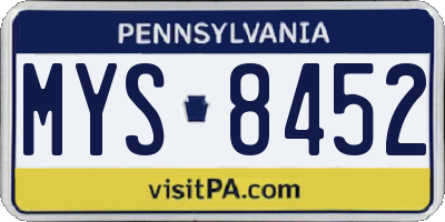 PA license plate MYS8452