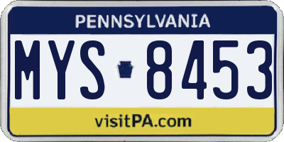 PA license plate MYS8453