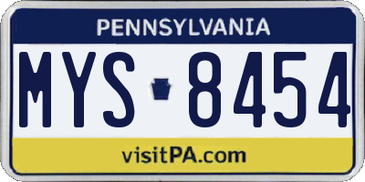 PA license plate MYS8454