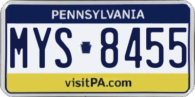 PA license plate MYS8455