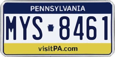 PA license plate MYS8461