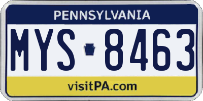 PA license plate MYS8463