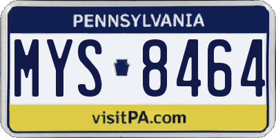 PA license plate MYS8464