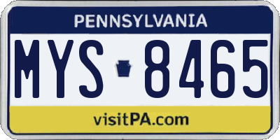 PA license plate MYS8465