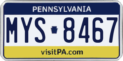 PA license plate MYS8467