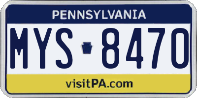 PA license plate MYS8470