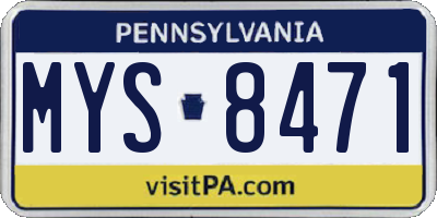 PA license plate MYS8471