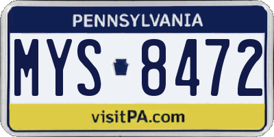 PA license plate MYS8472