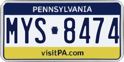 PA license plate MYS8474