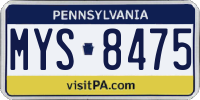 PA license plate MYS8475