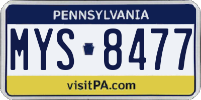 PA license plate MYS8477