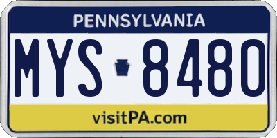 PA license plate MYS8480
