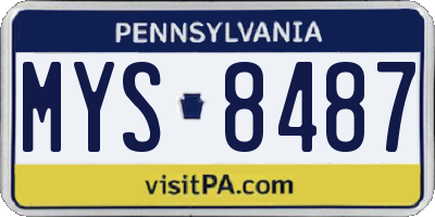 PA license plate MYS8487