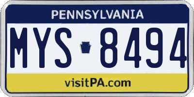 PA license plate MYS8494