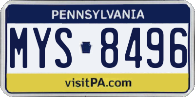 PA license plate MYS8496