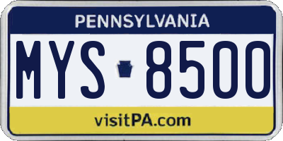 PA license plate MYS8500