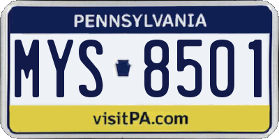 PA license plate MYS8501
