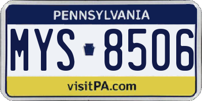 PA license plate MYS8506