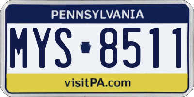 PA license plate MYS8511