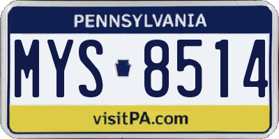 PA license plate MYS8514