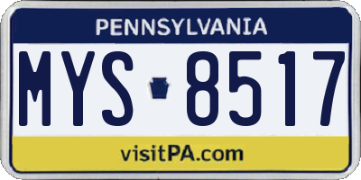 PA license plate MYS8517