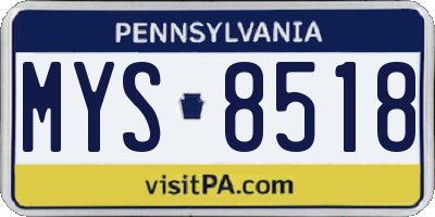 PA license plate MYS8518
