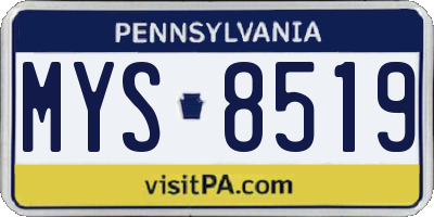 PA license plate MYS8519