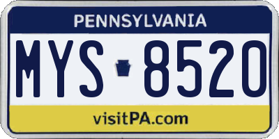 PA license plate MYS8520