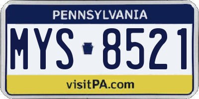 PA license plate MYS8521