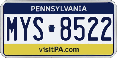 PA license plate MYS8522