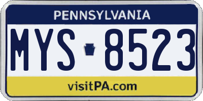 PA license plate MYS8523