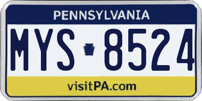 PA license plate MYS8524