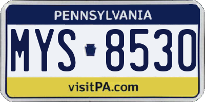 PA license plate MYS8530