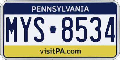 PA license plate MYS8534